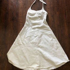 White and black poke a dot dress